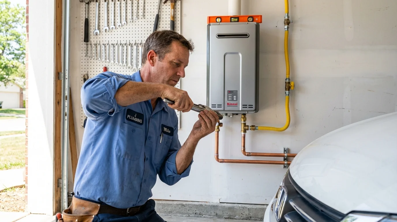 Tankless water heater installation by a Johns Plumbing LLC plumber in Bagdad